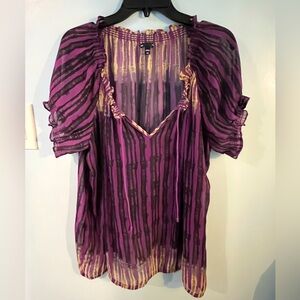 Sheer split neck blouse